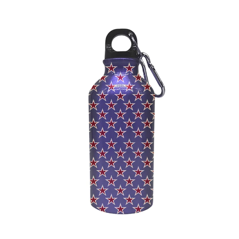 Sticla sport din oțel inoxidabil cu model stea roșie și violetă